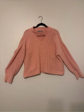 Absolutely Famous Blush Pink Cable Knit Cutout Sweater